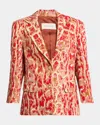Dries Van Noten Birdy Snakeskin Print Sequin Single Breasted Blazer