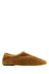 Dries Van Noten Biscuit Shearling Slip Ons In Tan