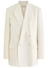 Dries Van Noten Bishop Double-breasted Linen-blend Blazer In Ecru