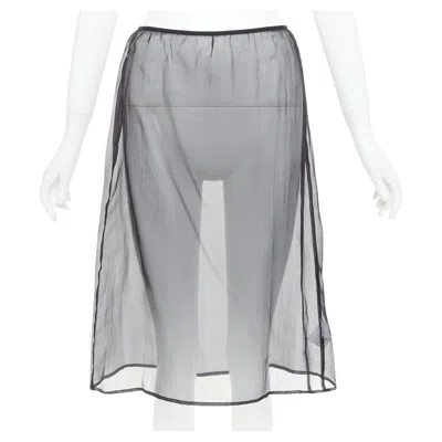 Pre-owned Dries Van Noten Black 100% Silk Sheer High Waist Knee Skirt Fr36 S