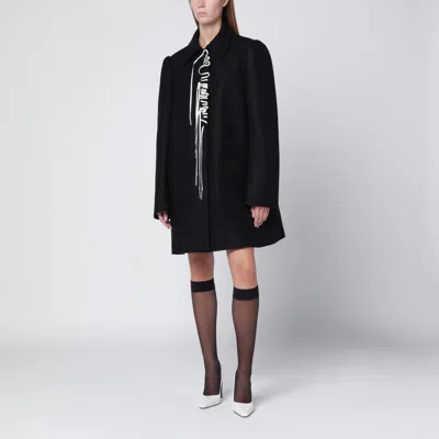 DRIES VAN NOTEN DRIES VAN NOTEN BLACK COAT WITH EMBROIDERY DETAIL