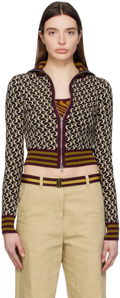 Dries Van Noten Black & Beige Jacquard Sweater In 103 Beige
