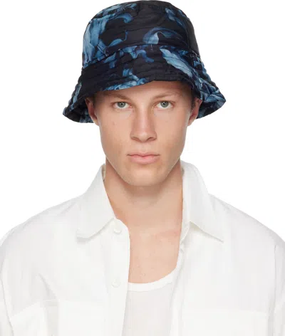 Dries Van Noten Black & Blue Printed Bucket Hat