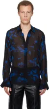 Dries Van Noten Sheer Floral Shirt In Black