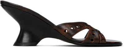 Dries Van Noten Black & Brown Leather Mule Heeled Sandals