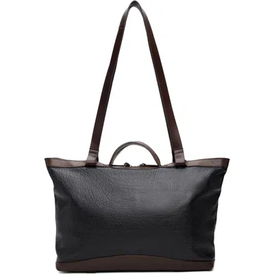 Dries Van Noten Black & Brown Leather Tote In Black 900
