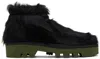 Dries Van Noten Black & Green Calf-hair Boots In Black