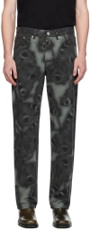 Dries Van Noten Black & Green Pattern Jeans In 901 Anthracite