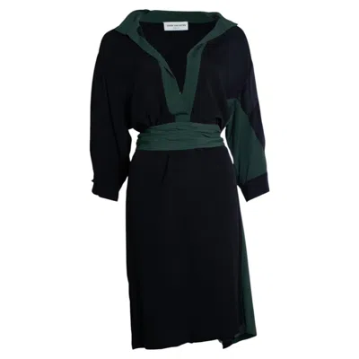 Pre-owned Dries Van Noten , Black And Green Wrap Dress