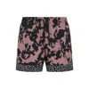 Dries Van Noten Abstract Floral Polyamide Geometric Trim Swim Shorts In Purple
