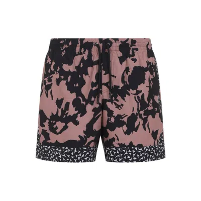 Dries Van Noten Black And Pink Phibbs Polyamide Swim Shorts