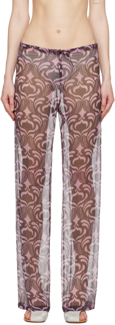 Dries Van Noten Black & Pink Printed Trousers In 305 Pink