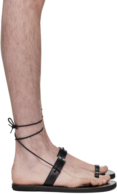 Dries Van Noten Black Ankle Strap Sandals In 900 Black