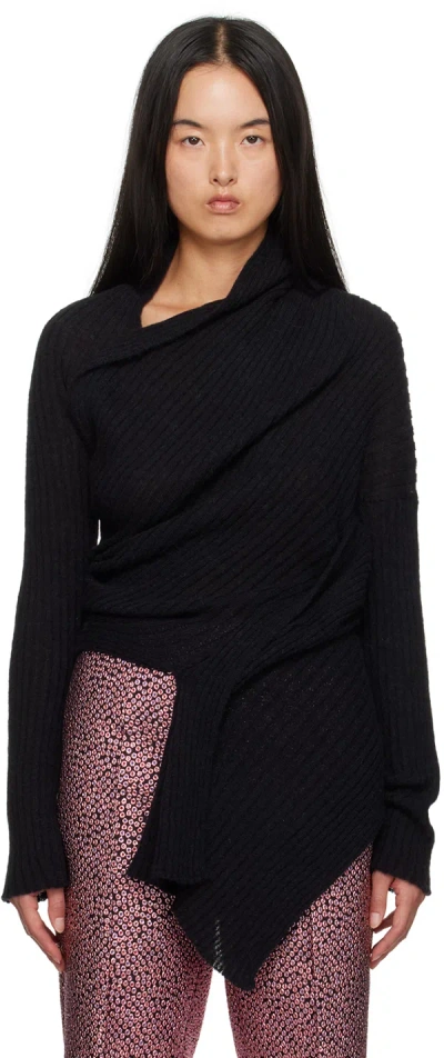 Dries Van Noten Black Asymmetric Sweater In 900 Black