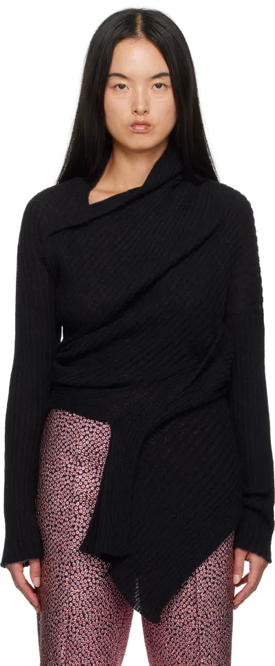 Dries Van Noten Black Asymmetric Sweater In 900 Black