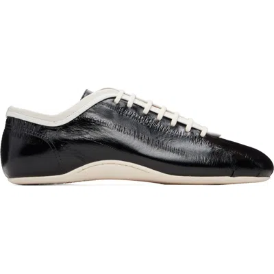 Dries Van Noten Glossed Leather Sneakers In Black