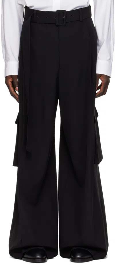 Dries Van Noten Black Belted Cargo Pants In 900 Black