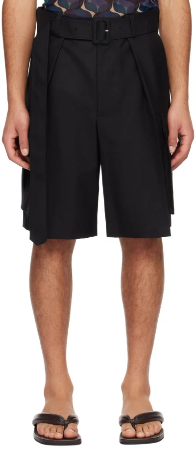 Dries Van Noten Black Belted Shorts In 900 Black