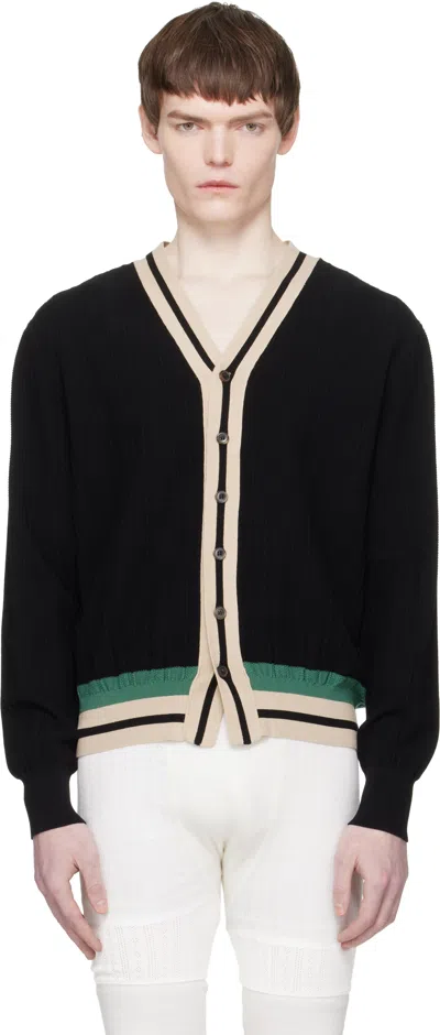 Dries Van Noten Black Block Stripe Cardigan