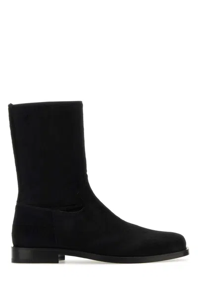 Dries Van Noten Calfhair Block Heel Ankle Boots In Black