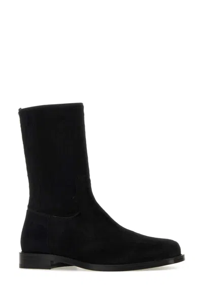 Dries Van Noten Calfhair Block Heel Ankle Boots In Black