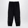 Dries Van Noten Black Cargo Trousers With Drawstring Men In Multicolor