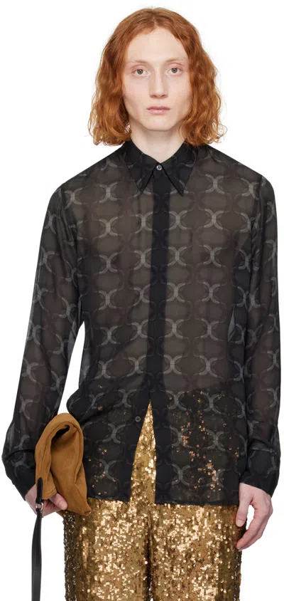 Dries Van Noten Black Carvie Tux Long Sleeve Shirt In 901 Anthracite