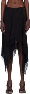 Dries Van Noten Black Cloqué Midi Skirt In 900 Black