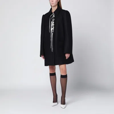 DRIES VAN NOTEN BLACK COAT WITH EMBROIDERY DETAIL