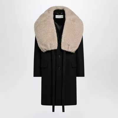 Dries Van Noten Black Coat With Removable Neckline