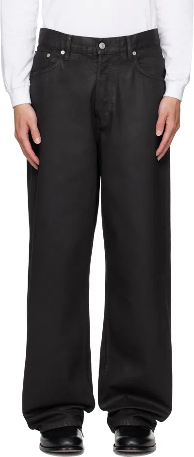 Dries Van Noten Black Coated Loose-fit Jeans