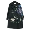 Dries Van Noten Cotton Blend Coat Floral Pattern In Blue