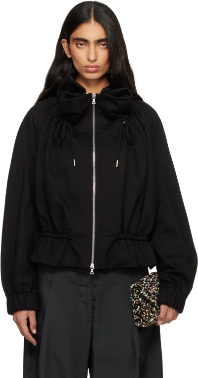 Dries Van Noten Black Cocoon Jersey Track Jacket