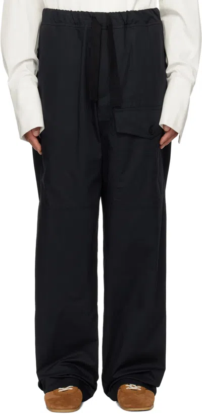 DRIES VAN NOTEN BLACK COTTON CARGO PANTS