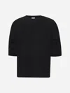 Dries Van Noten Black Cotton Draped T-shirt