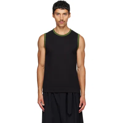 Dries Van Noten Black Cotton Tank Top In Black 900
