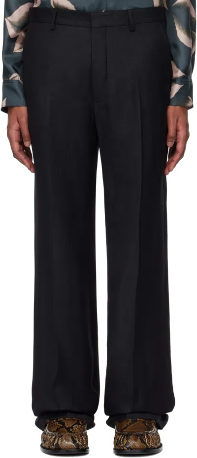 Dries Van Noten Black Creased Trousers In 900 Black