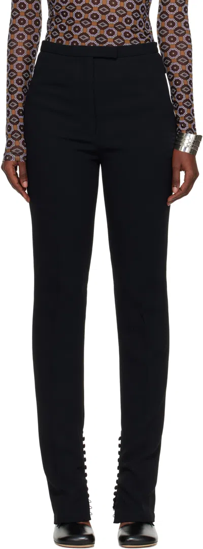 Dries Van Noten Black Crepe Trousers In Multi