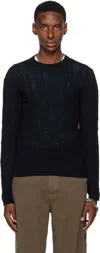 Dries Van Noten Black Crewneck Sweater In Animal Print