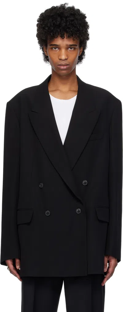 Dries Van Noten Black Double-breasted Blazer In 900 Black