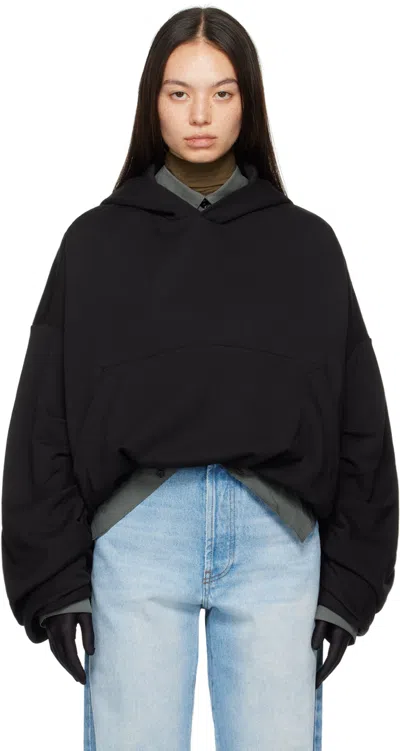 Dries Van Noten Black Draped Hoodie In 900 Black