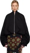 Dries Van Noten Black Draped Jersey Jacket In Black