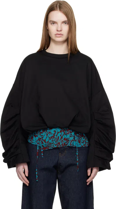 Dries Van Noten Black Draped Sweatshirt
