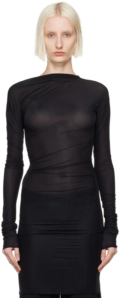 Dries Van Noten Black Draped T-shirt In 900 Black