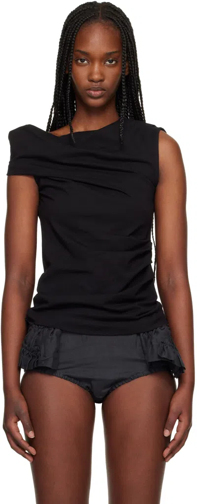 Dries Van Noten Black Draped Tank Top