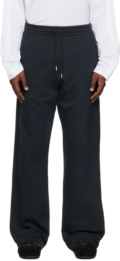 Dries Van Noten Black Drawstring Sweatpants In Green