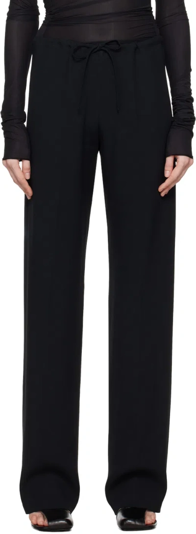 Dries Van Noten Black Drawstring Trousers In 900 Black