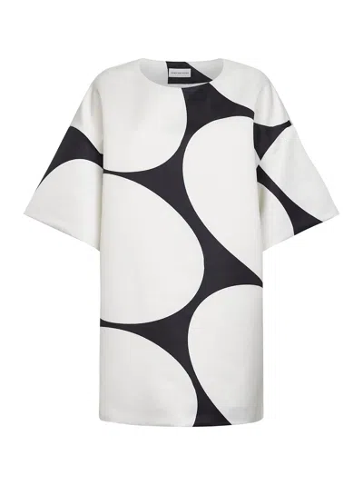 Dries Van Noten Women Black Duchess Oversized Ellipses-printed Minidress In White