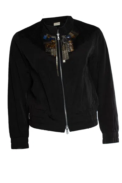Dries Van Noten , Black Embellished Bomber Jacket
