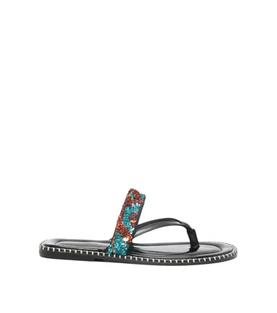 Dries Van Noten Black Embellished Sandals In Multi